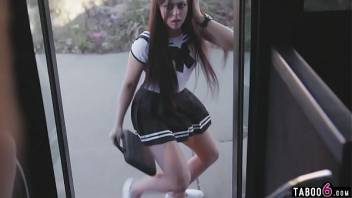 Schoolgirl pussy rammed in the bus drivers VR world